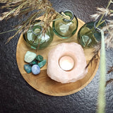 Zoutsteen theelichthouder (roze) – curated crystal by Marga Jacobs | rust, symboliek en intuïtieve zelfzorg