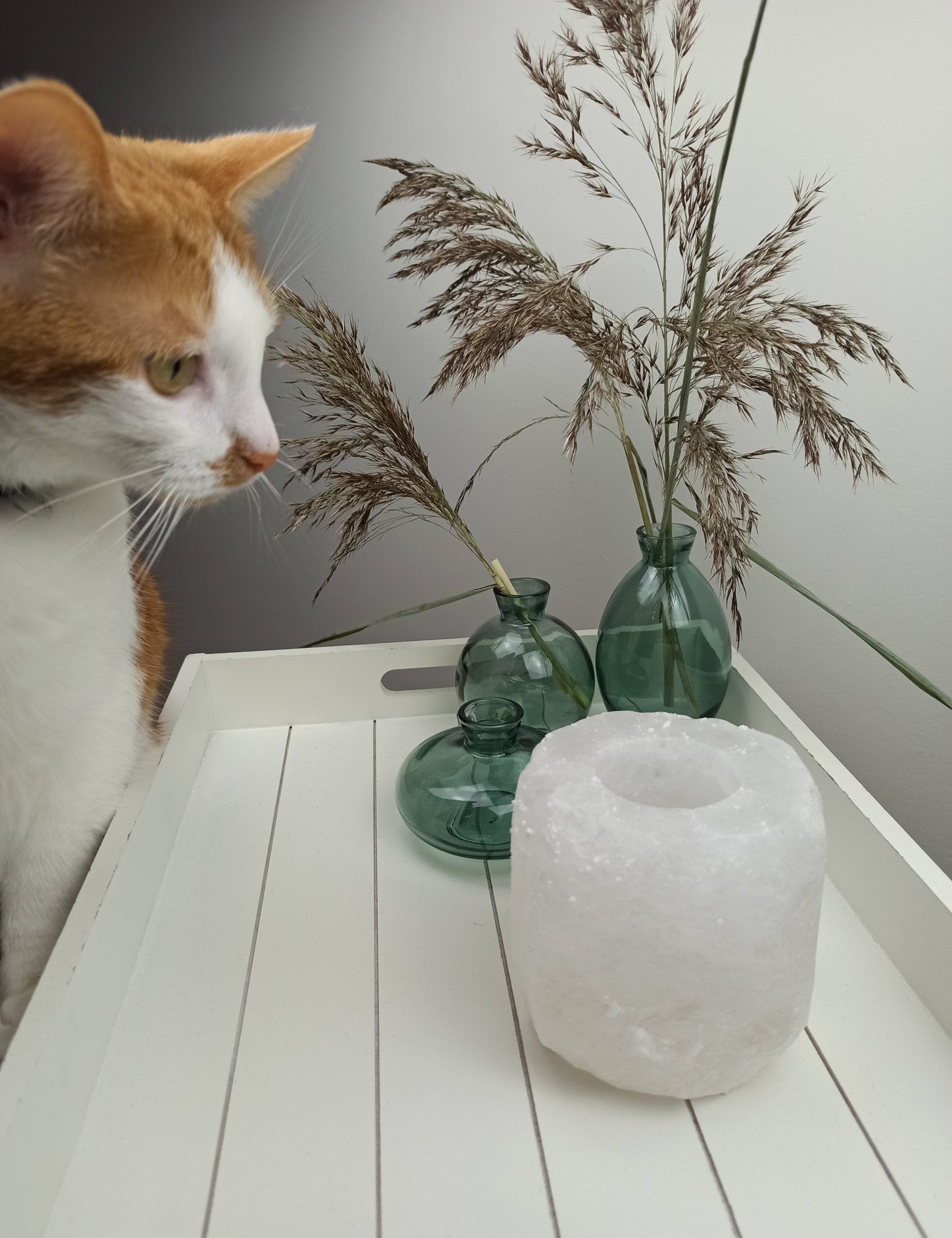 Zoutsteen theelichthouder (wit) – curated crystal by Marga Jacobs | rust, symboliek en intuïtieve zelfzorg