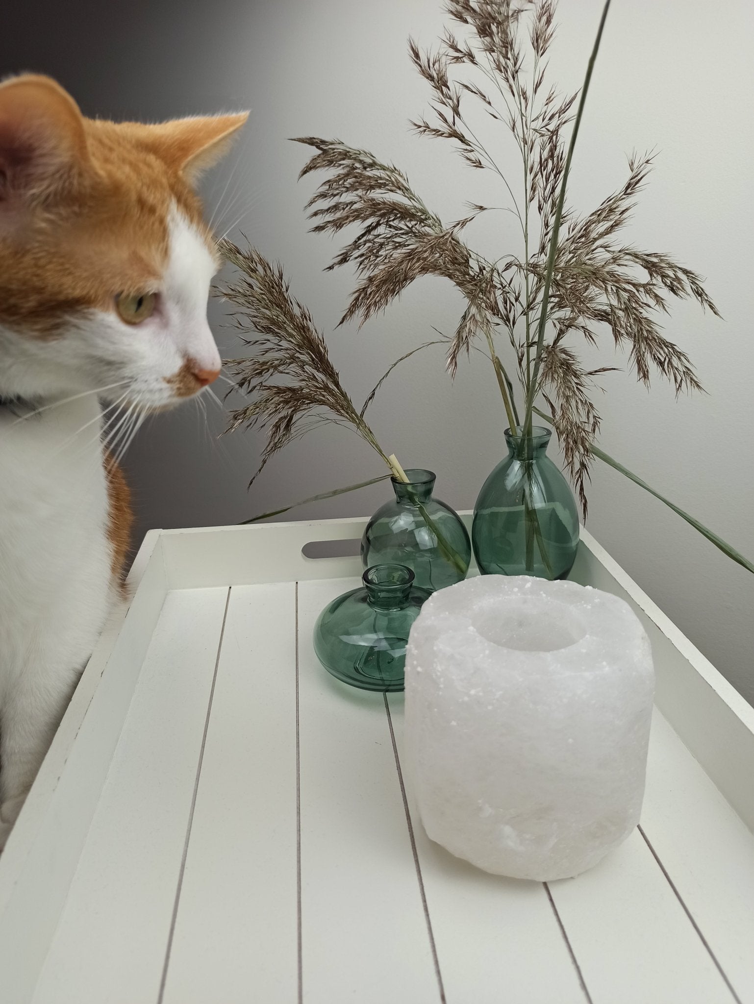 Zoutsteen theelichthouder (wit) – curated crystal by Marga Jacobs | rust, symboliek en intuïtieve zelfzorg